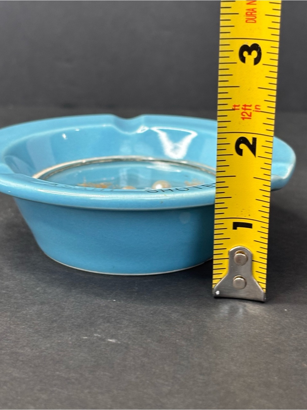 Vintage Asahi Shoten Blue Round Ceramic Ashtray with Shell Diorama & Pearls - Picture 5 of 6